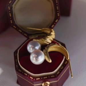 Nouvelles boucles d'oreilles pendantes en forme de croissant rétro, 8 mm, perles d'eau douce naturelles Akoya, bijoux de niche - Product Image 3