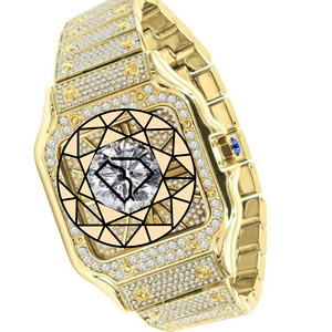 Montre de luxe Hop Hop en or jaune sertie de diamants, cadran carré, mouvement Citizen à quartz analogique, acier inoxydable, 46 mm, verre saphir - Product Image 4