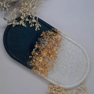 Plateau de service en résine 3D à motifs floraux peints à la main, imperméable, fabriqué en Inde, pour la maison et la restauration - Product Image 1