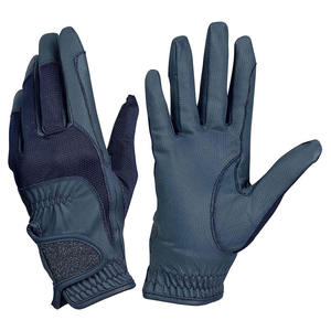 Women's Genuine Leather Riding Gloves Black Solid Color Regular Fit <b>Equestrian</b> Grip Accessory - Product Image 3