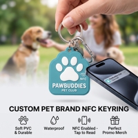 OEM ODM Logo Kustom NFC Gantungan Kunci Hewan Peliharaan Tag ID Anjing Kucing Pintar Tahan Air Pindai untuk Mendapatkan Detail Hewan Peliharaan Anti-Hilang Gantungan Kunci Hewan Peliharaan