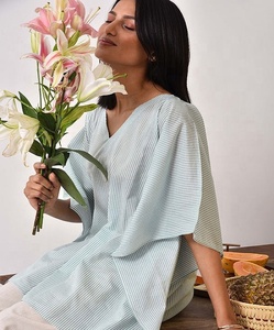 ชุดเดรสยาวถึงพื้นระบายอากาศได้สีเขียวมะกอกสวมใส่สบายที่สุดชุดนอนสีขาวขาวซักได้ตามธรรมชาติ - Product Image 2