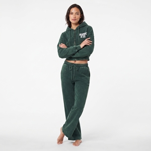 Ensemble sweat à capuche court zippé à manches longues et épaules tombantes, et pantalon de jogging large pour femme, effet délavé, avec logo personnalisé, fabrication en gros - Product Image 3