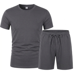 Ensemble de sport 2 pièces pour homme, 80% polyester, t-shirt à séchage rapide et short de jogging, pour la course, l'entraînement, la gym, vêtements de sport - Product Image 1