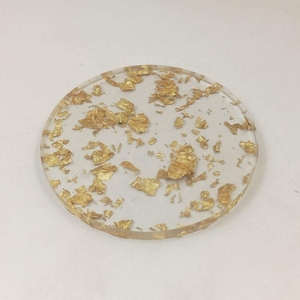 Posavasos Ovalado de Resina Moderna Ecológica de Alta Calidad, Diseño de Hoja Dorada Verde, 400 mm de Diámetro, 5 mm de Grosor, Disponible para Hogar, Bodas, Cafeterías - Product Image 2