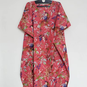 ชุดเดรสผ้าฝ้ายพิมพ์ลายนก ทำมือ สไตล์โบฮีเมียน ยาวแบบแม็กซี่ เหมาะสำหรับใส่คลุมช่วงฤดูร้อน - Product Image 1