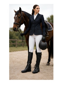 Bottes d'équitation hautes en cuir véritable pour homme avec fermeture à boucle, couleur unie, bottes équestres mi-hautes pour l'entraînement et la compétition - Product Image 4