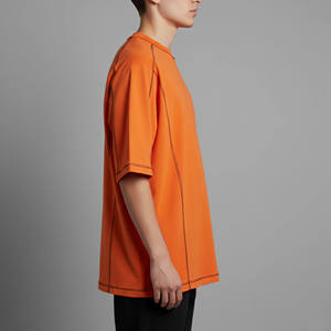 Nuevas Camisetas de Hombre Oversize de Moda, Ecológicas, Estilo Hip Hop, con Logotipo Personalizado, Cuello Redondo, Manga Corta, Costuras en Contraste, Camiseta Holgada para Hombre - Product Image 3