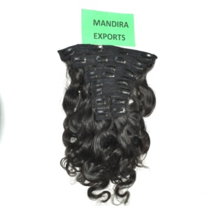 Cuticle Aligned Vendor Unprocessed Remy Raw Hair Indian <b>Black</b> <b>Lace</b> Clip-In Bodywave Human Hair Extensions - Product Image 3