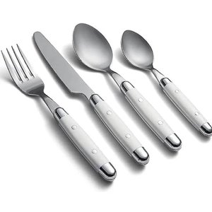 Ensemble de couverts de luxe personnalisés pour restaurant, cuillère, fourchette, couteau, en acier inoxydable argenté, pour usage hôtelier - Product Image 3