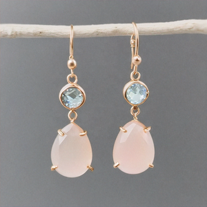 ต่างหูแบบหยดน้ำสำหรับเจ้าสาวจากดีไซเนอร์เงินสเตอร์ลิงพร้อมสีฟ้าบุษราคัมสีชมพูกุหลาบมุกอุปกรณ์สำหรับงานแต่งงานคุณภาพสูงและเป็นของขวัญ - Product Image 2