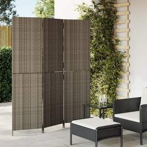Gray Poly Rattan 3-Panel <b>Room</b> <b>Divider</b> Screen - Product Image 1