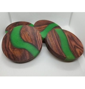 Excellent Style Wooden Resin Eco-Friendly Durable Tea Coasters Set 4 Pcs Square Shape <b>Non</b> <b>Slip</b> Tableware Drink <b>Mats</b> & Pads - Product Image 3