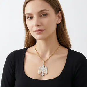 LAX DIORE JEWELS - Colgante de Cruz de Moissanita Plateado en Oro Rosa para Mujer, Joyería Religiosa Hip Hop, Colgantes para Uso Diario - Product Image 1