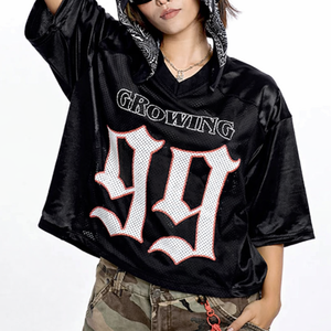 Camiseta Deportiva de Fútbol Americano para Mujer, Estilo Oversize, Cuello en V, Personalizable con Número, Fabricación al por Mayor OEM - Product Image 1