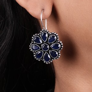 ต่างหูห่วงทรงหยดน้ำสีแดงลายดอกไม้สไตล์โบฮีเมียนประดับเพทายเงินชุบทองเหลือง |   เครื่องประดับวินเทจสำหรับงานปาร์ตี้ ของขวัญสำหรับ - Product Image 2