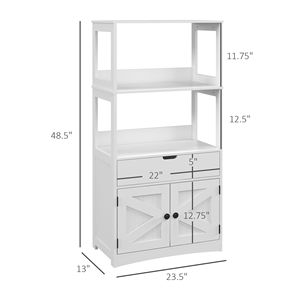 Armadietto per bagno in stile fattoria 23.5 armadio per biancheria bianca \ "X 13 \" X 48.5 \ "con cassetto e ripiani - Product Image 3