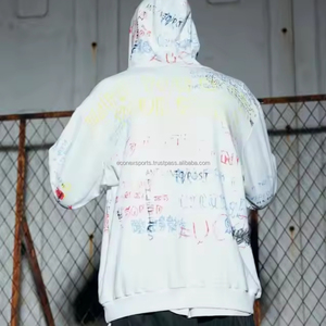 OEM Haute Qualité 100% Coton Sweat à capuche à imprimé graffiti pour hommes, oversize, épaule tombante, vêtements de rue, sweat à capuche de sport unisexe - Product Image 4