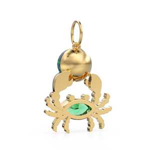 Pendentif crabe en or jaune 14 carats avec diamants, crabe en opale noire, émeraude, crabe en or, pendentif crabe, pendentif turquoise, bijoux crabe, or - Product Image 6