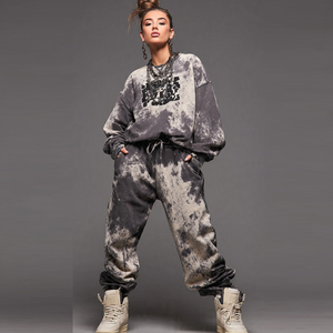 Plus Size Women Stone Wash Tracksuits <b>Drop</b> Shoulder Tie Dye Washed Hoodie Oversized <b>Acid</b> Wash Sweatpants Jogger Set - Product Image 6
