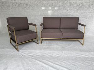 Sofá de dos plazas cuadrado minimalista con marco de aluminio para sala de estar o uso en hoteles - Product Image 4