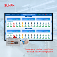 Sistema de Monitoreo ESD Continuo Antiestático SUNPN |   Monitor de Pulsera de Doble Cable en Tiempo Real y Monitor de Contacto con la Tierra con Alarma