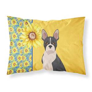 Verano girasoles negro Boston Terrier estándar ligero súper suave fácil cuidado decorativo ilustraciones funda de almohada Fundas de cojín - Product Image 1