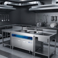 Équipement de cuisine certifié CE pour restaurant, lave-vaisselle en acier inoxydable, lave-vaisselle commercial entièrement automatique à ultrasons