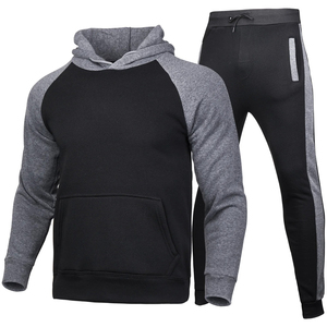 Hoodie Sweatpants <b>Jogger</b> Sets Cargo Pants Pullover Sweatshirt 100% <b>Polyester</b>/Cotton Fleece Oversized Casual Solid Men Track Suit - Product Image 2