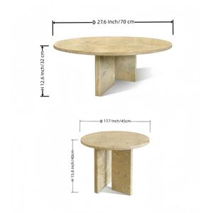 <b>Gold</b> Yellow Beige Natural Marble Coffee <b>Table</b> Set Elegant <b>Small</b> Stone <b>Table</b> - Product Image 3