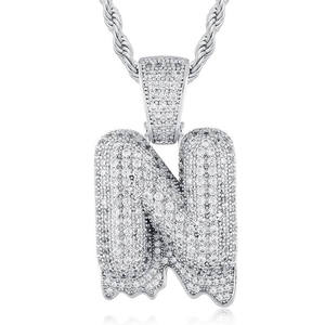 Custom Bubble Letter <b>Pendant</b> VVS Moissanite <b>Initial</b> <b>Pendant</b> Sterling <b>Silver</b> Hip Hop Necklace Full Pave Moissanite <b>Pendant</b> - Product Image 5