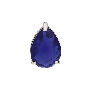 Classic Pear Cut Sapphire Solitaire Pendant Silver Plated Zinc Alloy Claw Setting Unisex Water Drop Charm Gift - Product Image 1