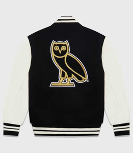 Premium Winter Patch Embroidery <b>Jacket</b> Color Black Brown Sleeves Front Breathable Polyester Long Sleeve Baseball Letterman - Product Image 2
