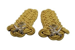 Épaulettes de qualité supérieure personnalisées, brodées or et argent, en Mylar, de luxe, pour uniforme, en laine, faites à la main - Product Image 3