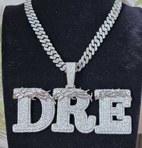 Pendentif personnalisé Iced Out DRE avec chaîne cubaine, diamant Moissanite, bijoux de luxe Hip Hop Bling - Product Image 1