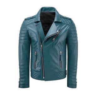 Outerwear Breathable Men Women Genuine Leather Long Sleeve Slim-Fit Winter Fashion Zipper Motorbike Coat Jackets - Product Image 4