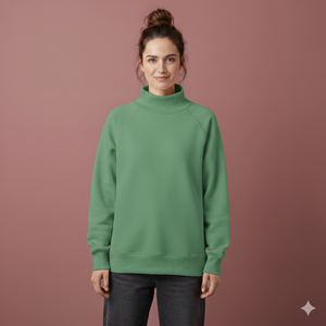 Custom Women High Neck Oversized Pullover Soft Cotton Blend Autumn Winter Sweatshirt - Product Image 1