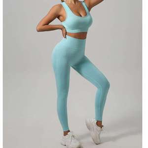 2026 Wholesale Women's High Waist Spandex Gym Fitness Leggings Sports Suits Seamless Quick Dry Yoga Set - Product Image 6