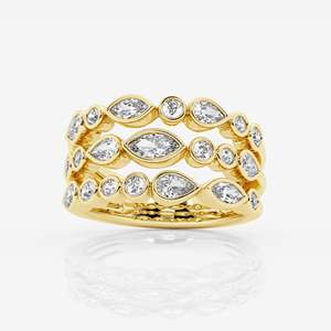 Anillo de Eternidad con Diamantes, Corte Marquesa, Engaste en Bisel, Joyería Fina de Lujo para Mujer, Anillo de Compromiso - Product Image 2