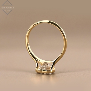 Anillo de Diamantes con Bisel en Forma de Corazón Romántico, Oro Amarillo, Joyería de Compromiso Solitario para Mujer, Regalo de Aniversario de Bodas - Product Image 3