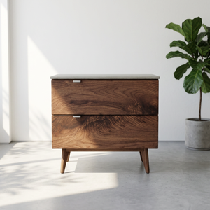 Midcentury Modern <b>Wood</b> <b>Chest</b> Of Drawers With Tapered Legs And Dark Top - Product Image 5
