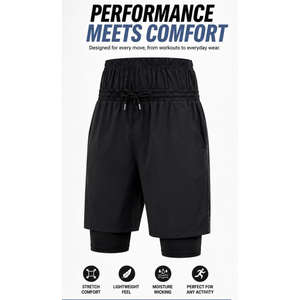 Shorts Bermuda Homme 2026 Awrah Couleur Unie Écologique Séchage Rapide avec Cordon de Serrage Taille Mi-Haute Décontracté Sport - Product Image 3