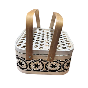 Premium <b>Gift</b> Presentation Basket Square Bamboo <b>Gift</b> <b>Box</b> Wholesale Eco Straw <b>Hamper</b> Handles Home Decorative Storage Picnic - Product Image 3