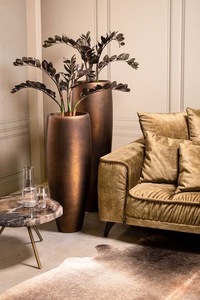 Modern Metal <b>Vase</b> Indoor Plant <b>Stand</b> Copper Finish Tall Cylinder Shape For Home Decor Flower Pot Planter - Product Image 1