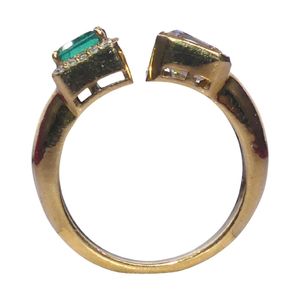 925 Sterling <b>Silver</b> Classic Style Ring Gold Plated Lab Grown Diamond Emerald Natural Diamond Ring - Product Image 2