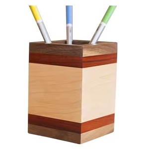 Wooden Enamel Finishing Storage Organizer Set Of Three Multipurpose Use Pen Holder Square Shape <b>Desk</b> Organizer - Product Image 5