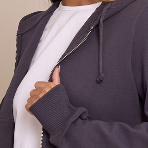 Sudaderas Cortas al por Mayor para Mujer, Sudadera con Cierre de Cremallera de Algodón de Buena Calidad Personalizada para Mujer, Ropa Urbana, Sudaderas Cortas Lisas Personalizadas - Product Image 5