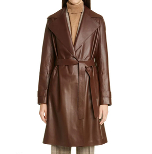 Solid Trader High Quality Top Quality Practical Pockets Beautiful Finish Modern Urban Streetwear Top Womens <b>Long</b> <b>Leather</b> <b>Jacket</b> - Product Image 1