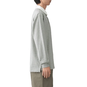 Polo pour homme personnalisé 100% coton, respirant, sport, pas cher, ample, lourd, manches longues, uni, tricoté, anti-boulochage, boutonné, décontracté - Product Image 3