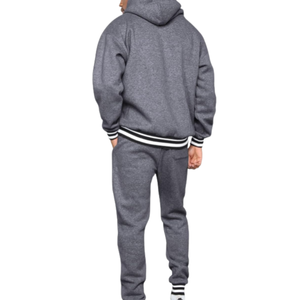 Ensemble de survêtement décontracté pour homme à capuche, uni, séchage rapide, 100% coton molletonné, deux pièces - Product Image 3